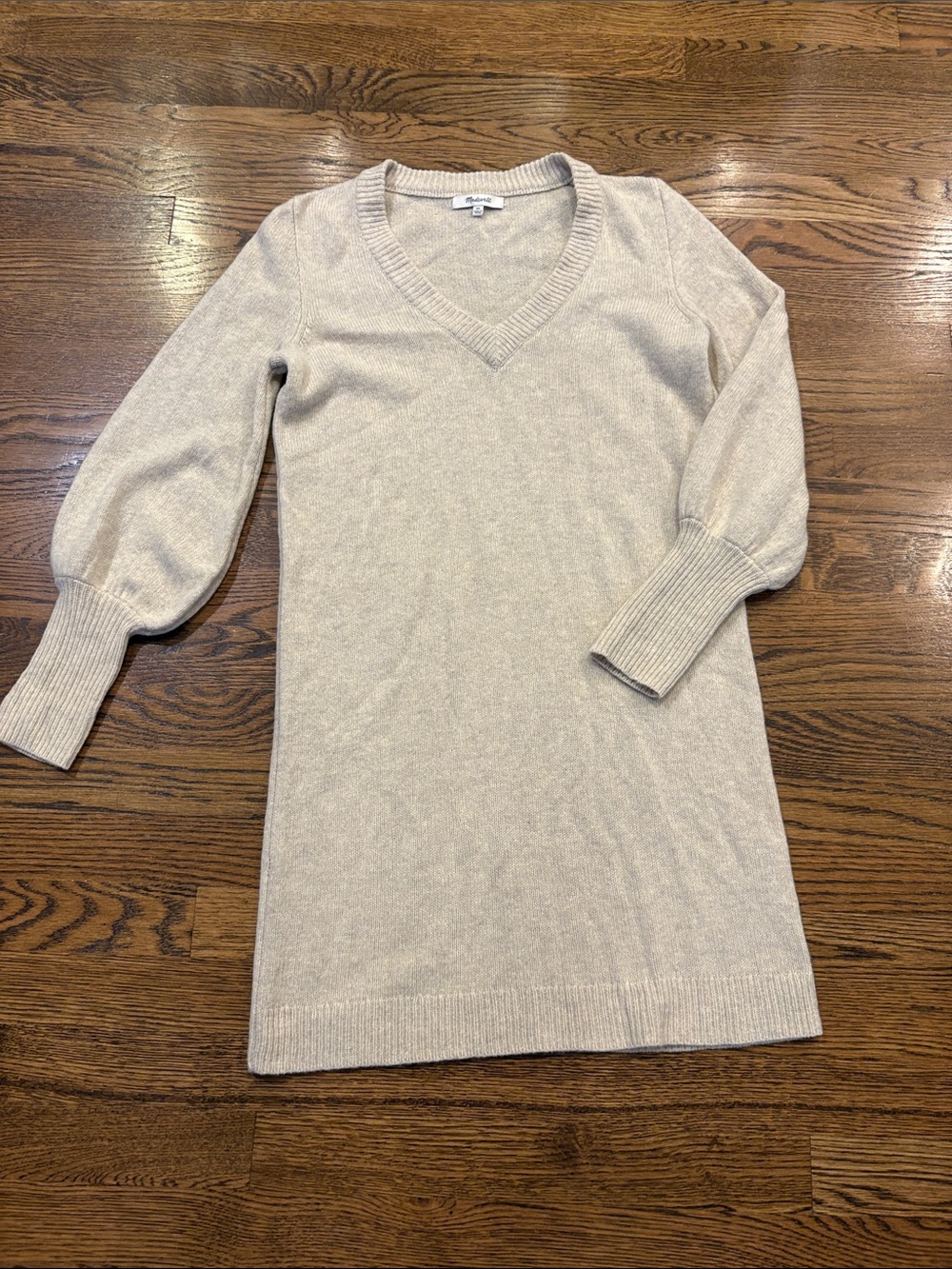 Madewell wool blend V-Neck balloon Sleeve Sweaterdress, xS